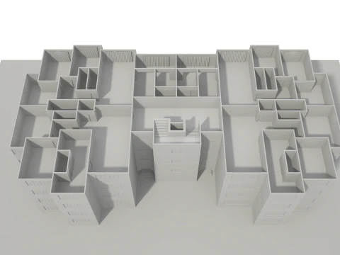 Apartment Building with Interior 3D Model