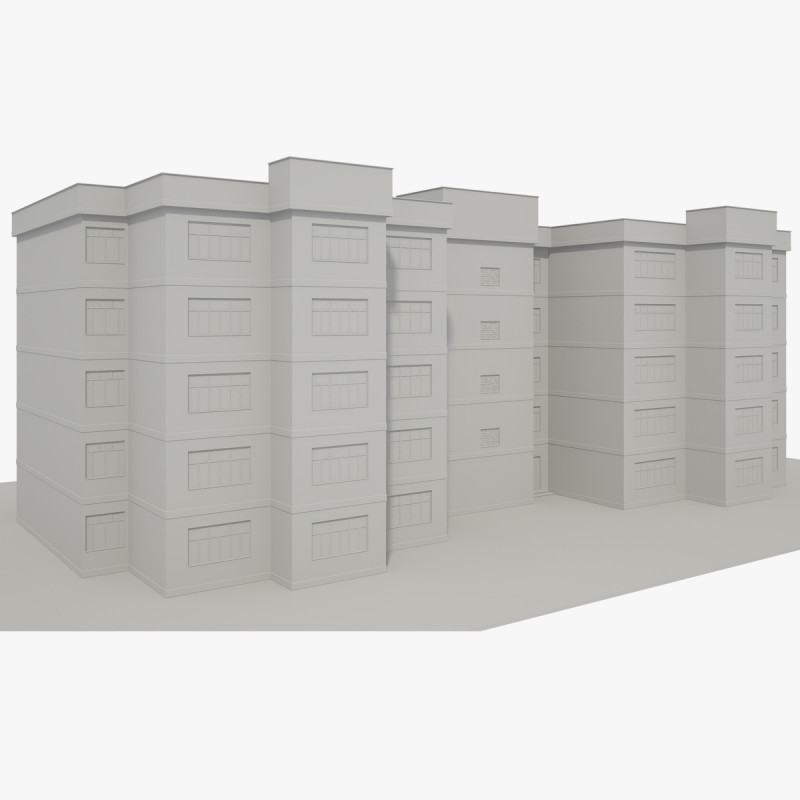 Apartment Building with Interior No Texture 3D Model .c4d .max .obj .3ds .fbx .stl .blend 