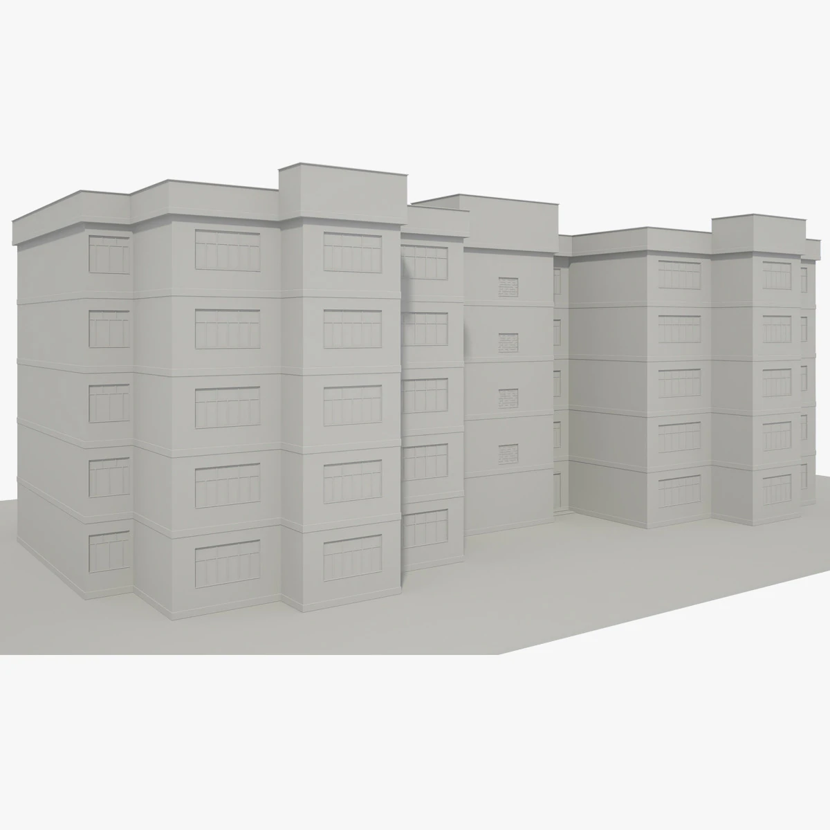 Apartment Building with Interior No Texture 3D Model .c4d .max .obj .3ds .fbx .stl .blend 