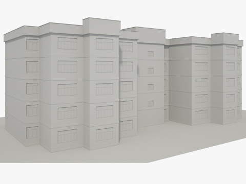 Immeuble d'appartements avec int&eacute;rieur sans texture Modèle 3D