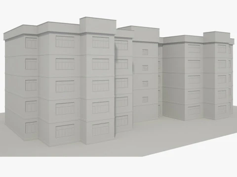 Apartment Building with Interior No Texture 3D Model