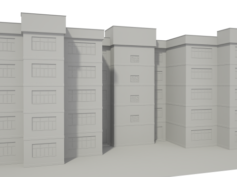 Apartment Building with Interior No Texture 3D Model