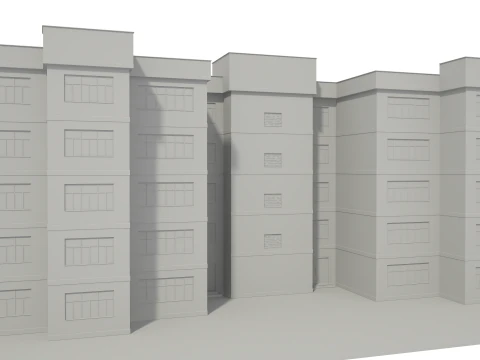 Apartment Building with Interior No Texture 3D Model