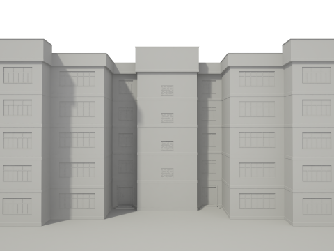 Apartment Building with Interior No Texture 3D Model