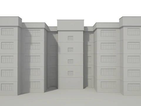 Apartment Building with Interior No Texture 3D Model