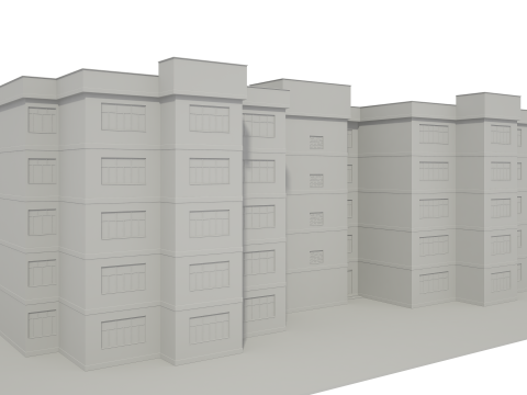 Apartment Building with Interior No Texture 3D Model