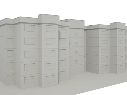 Apartment Building with Interior No Texture 3D Model
