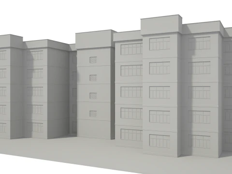 Apartment Building with Interior No Texture 3D Model
