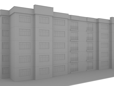 Apartment Building with Interior No Texture 3D Model