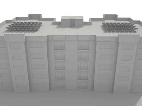 Apartment Building with Interior No Texture 3D Model