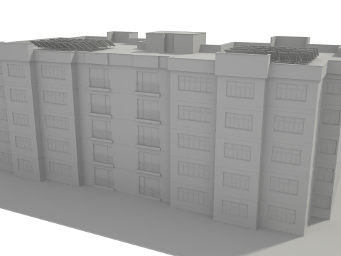 Apartment Building with Interior No Texture 3D Model