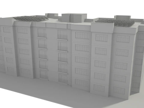 Apartment Building with Interior No Texture 3D Model