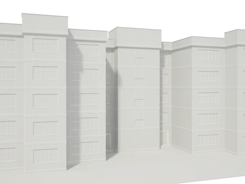 Apartment Building with Interior No Texture 3D Model