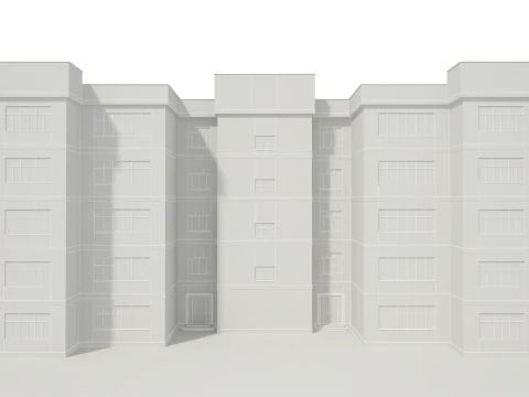Apartment Building with Interior No Texture 3D Model