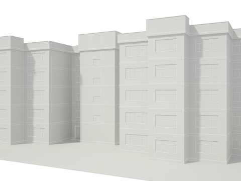 Apartment Building with Interior No Texture 3D Model