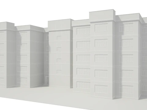 Apartment Building with Interior No Texture 3D Model
