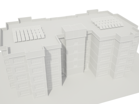 Apartment Building with Interior No Texture 3D Model