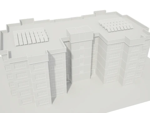 Apartment Building with Interior No Texture 3D Model