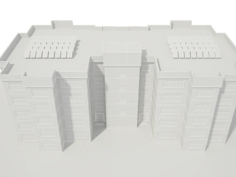 Apartment Building with Interior No Texture 3D Model