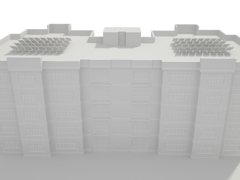 Apartment Building with Interior No Texture 3D Model