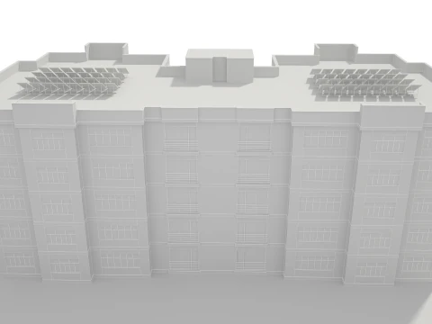 Apartment Building with Interior No Texture 3D Model