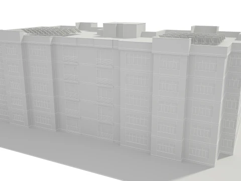 Apartment Building with Interior No Texture 3D Model