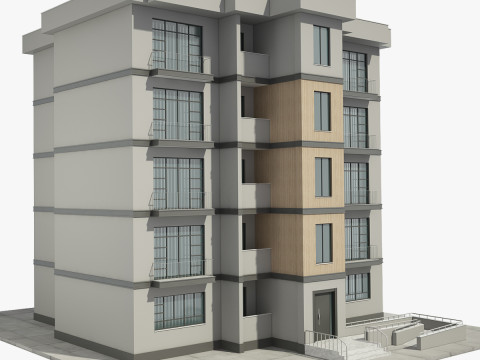 Immeuble d&rsquo;appartements avec int&eacute;rieur Modèle 3D