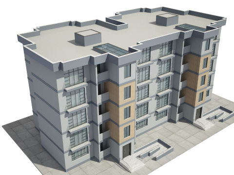 Apartment Building with Interior 3D Model