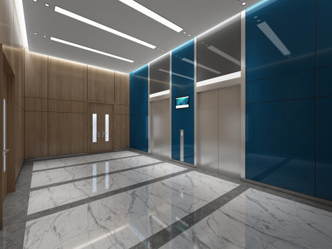 엘리베이터 로비 3D 모델