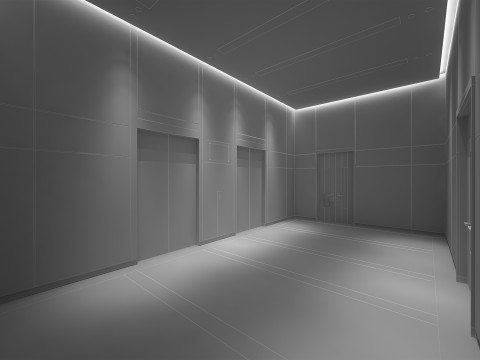 엘리베이터 로비 3D 모델