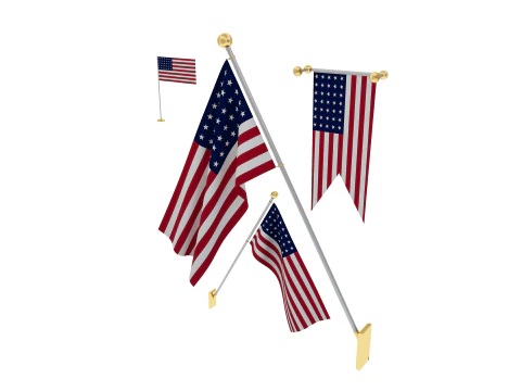 Flags of USA 3D Model