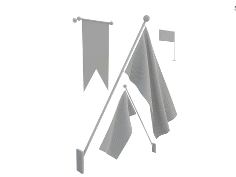 Flags of USA 3D Model