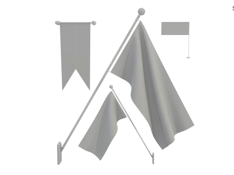 Flags of USA 3D Model