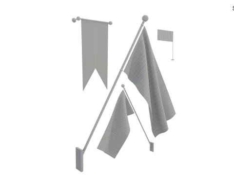 Flags of USA 3D Model