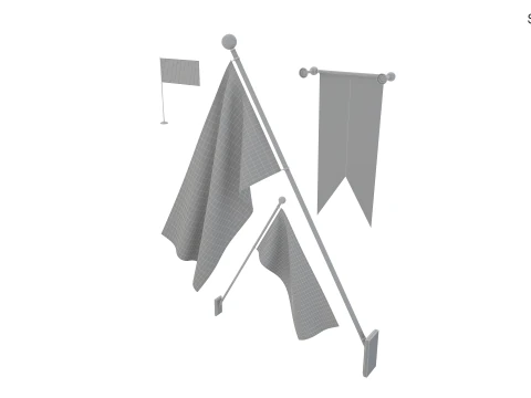 Flags of USA 3D Model