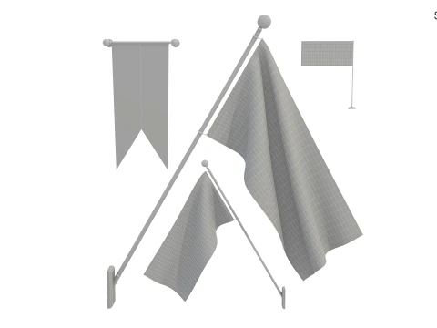 Flags of USA 3D Model