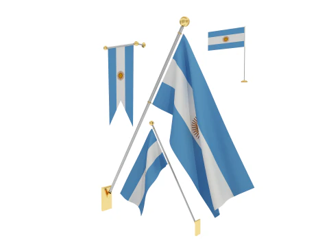 Flags of Argentina 3D Model