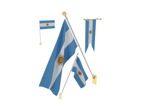 Flags of Argentina 3D Model