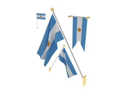 Flags of Argentina 3D Model