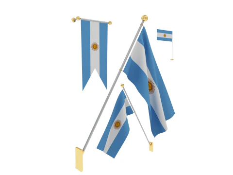 Flags of Argentina 3D Model