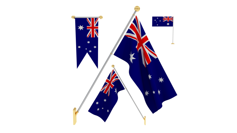 Flags of Australia 3D Model .c4d .max .obj .3ds .fbx .stl .blend 