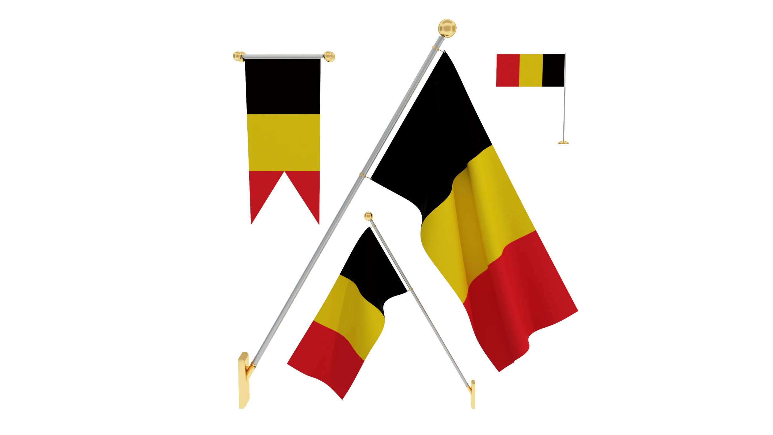 Flags of Belgium 3D Model .c4d .max .obj .3ds .fbx .stl .blend 