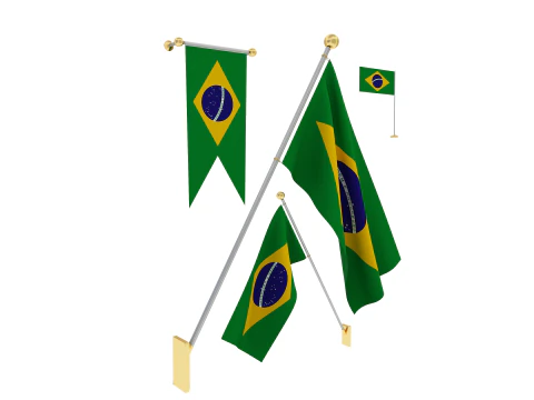 Flags of Brazil 3D Model
