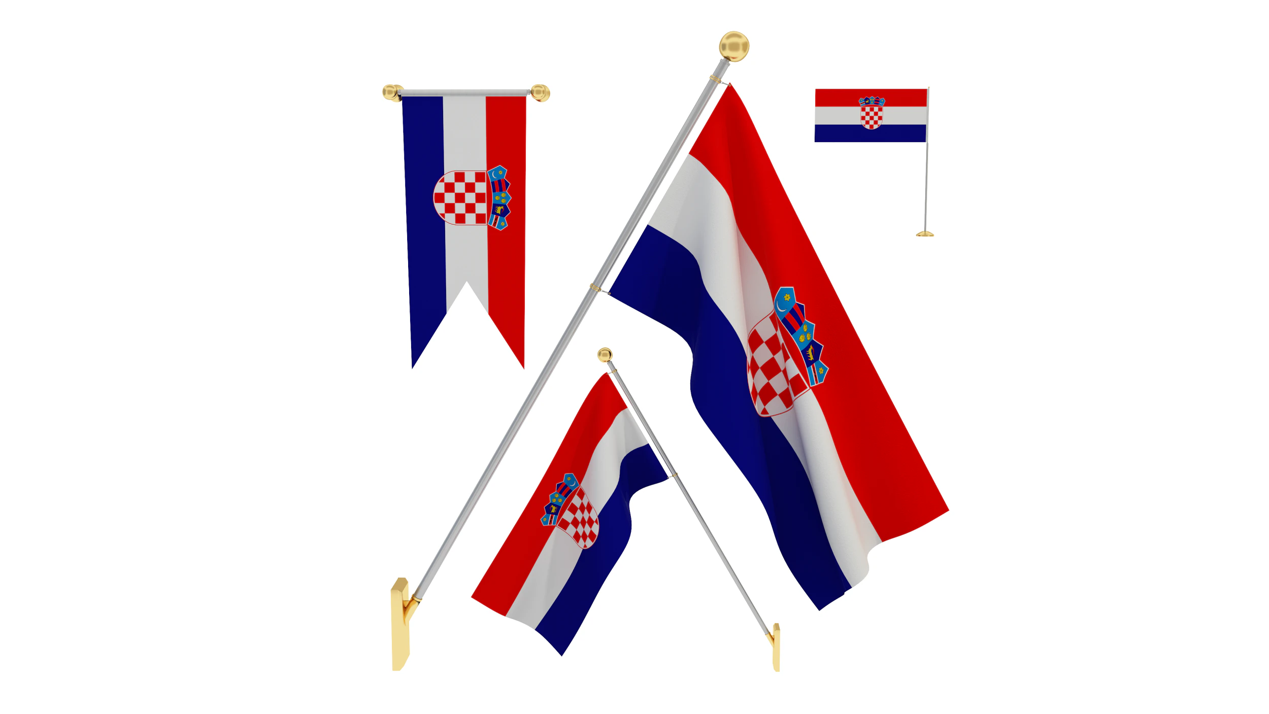 Flags of Croatia 3D Model .c4d .max .obj .3ds .fbx .stl .blend