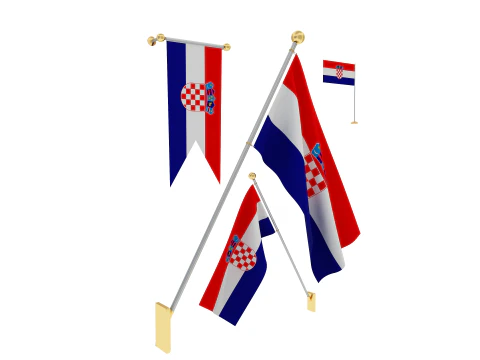 Flags of Croatia 3D Model