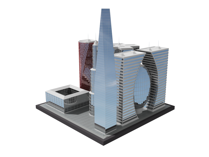 Будущее здание 7 3D Модель .c4d .max .obj .3ds .fbx .stl .blend
