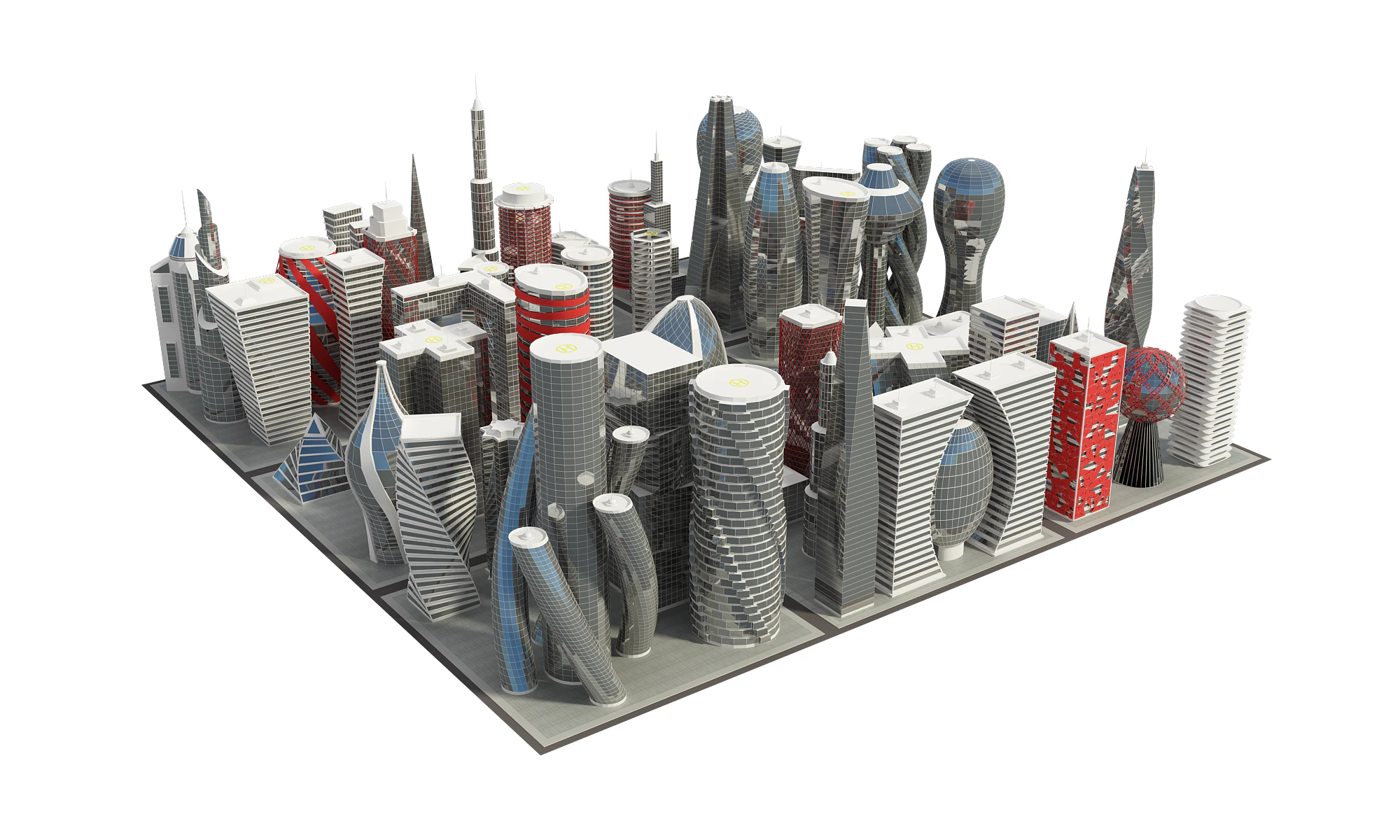 Future Building Full Set 67 Piece 3D Model .c4d .max .obj .3ds .fbx .stl .blend