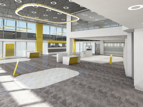 Salle d'exposition automobile et meubles Modèle 3D