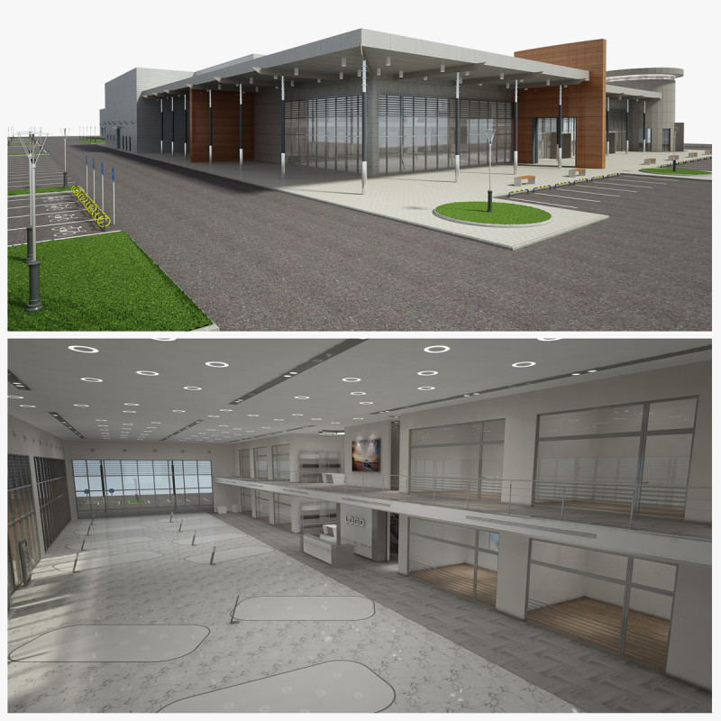 Автосалон і меблі 3D Модель .c4d .max .obj .3ds .fbx .stl .blend 