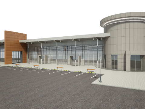 Автосалон і меблі 3D Модель